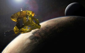 Concepção artística da aproximação da New Horizons de Plutão, em julho de 2015 (Nasa / Divulgação)