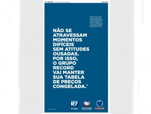 Anúncio da Record publicado na Folha de S.Paulo (Reprodução)