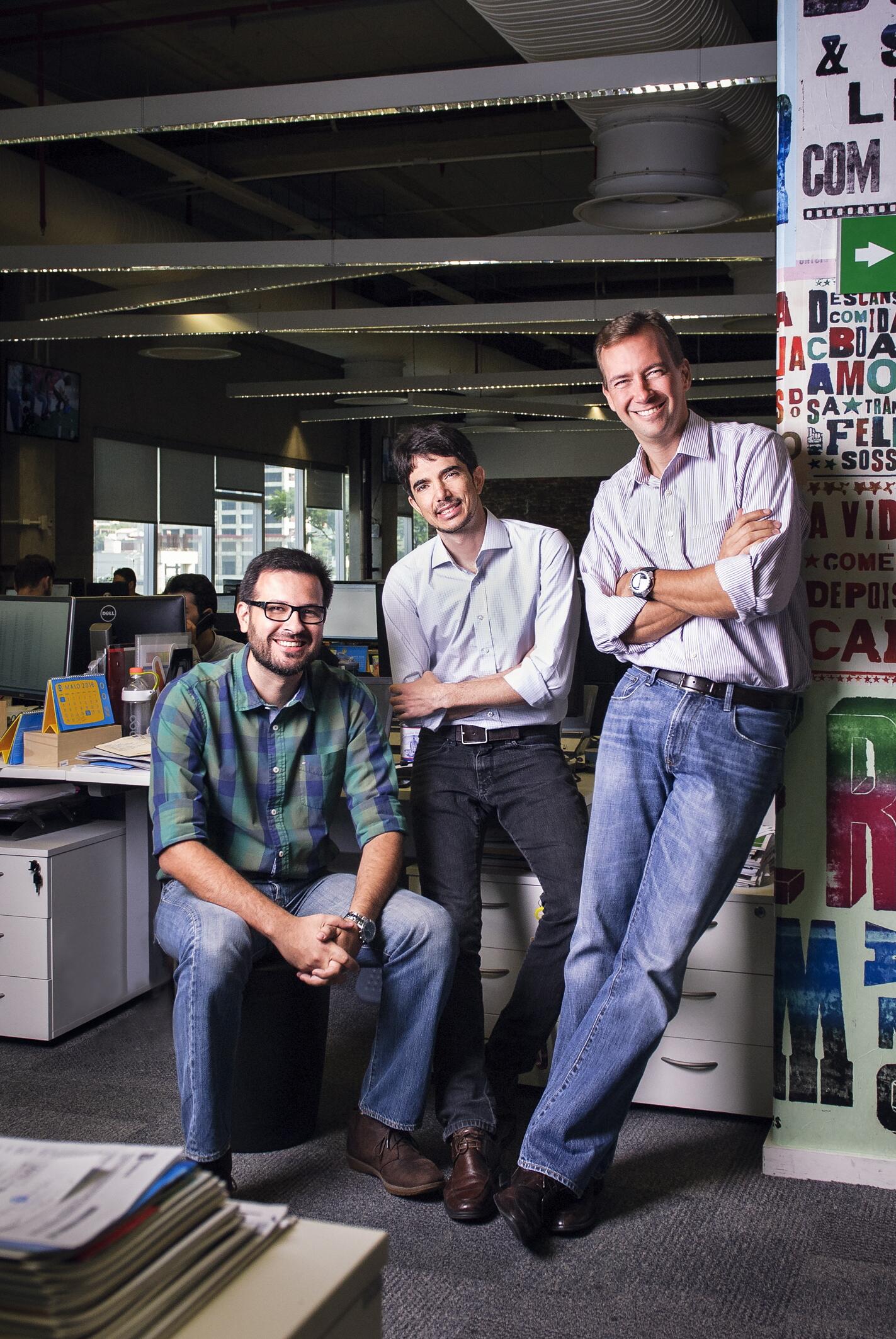 Mudança de executivos da CMD. Marcos Cabrera, Fabio Rowinski e Eduardo Becker. retrato. tratada