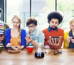 Multiethnic Group of People Social Networking at Cafe