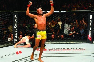 LAS VEGAS, NV - JULY 7: Anderson Silva reacts after knocking out Chael Sonnen during their UFC middleweight championship bout at UFC 148 inside MGM Grand Garden Arena on July 7, 2012 in Las Vegas, Nevada. (Photo by Donald Miralle/Zuffa LLC/Zuffa LLC via Getty Images)