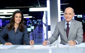 Paloma Tocci e Ricardo Boechat apresentam o Jornal da Band