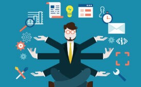 Human resources and self-development. Modern business - vector illustration