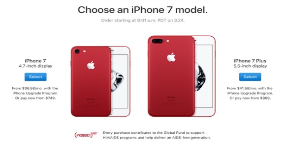 Os modelos do iPhone 7 na cor vermelha (Crédito: Reprodução)