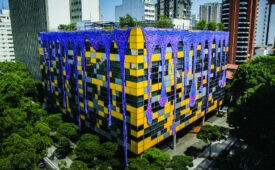 Intervenção artística do Nu Festival, no prédio da fintech em São Paulo (crédito: divulgação)