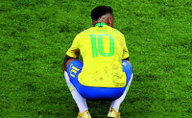 KAZAN, RUSSIA - JULY 06:  Neymar Jr of Brazil looks dejected following his sides defeat in the 2018 FIFA World Cup Russia Quarter Final match between Brazil and Belgium at Kazan Arena on July 6, 2018 in Kazan, Russia.  (Photo by Kevin C. Cox/Getty Images)