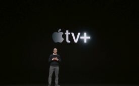 Tim Cook, CEO da Apple anuncia a nova plataforma de conteúdo em vídeo por assinatura (Crédito: Reprodução/Apple)