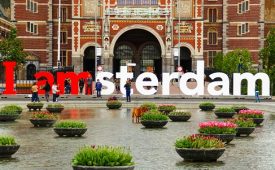 Amsterdam, Netherlands - May 7, 2014: The Rijksmuseum in Amsterdam Netherlands is the most visted trouist attraction for arts and design.