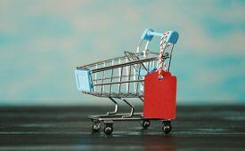 Online Shopping Concept Shopping Cart With Price Tag
