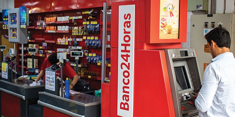 O Mídia Banco24Horas pode ser encontrado em caixas eletrônicos de supermercados, farmácias e lojas de conveniência