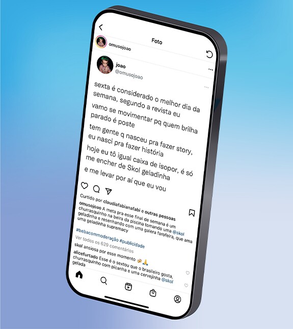 Ação para a Skol no perfil do influenciador João no Instagram