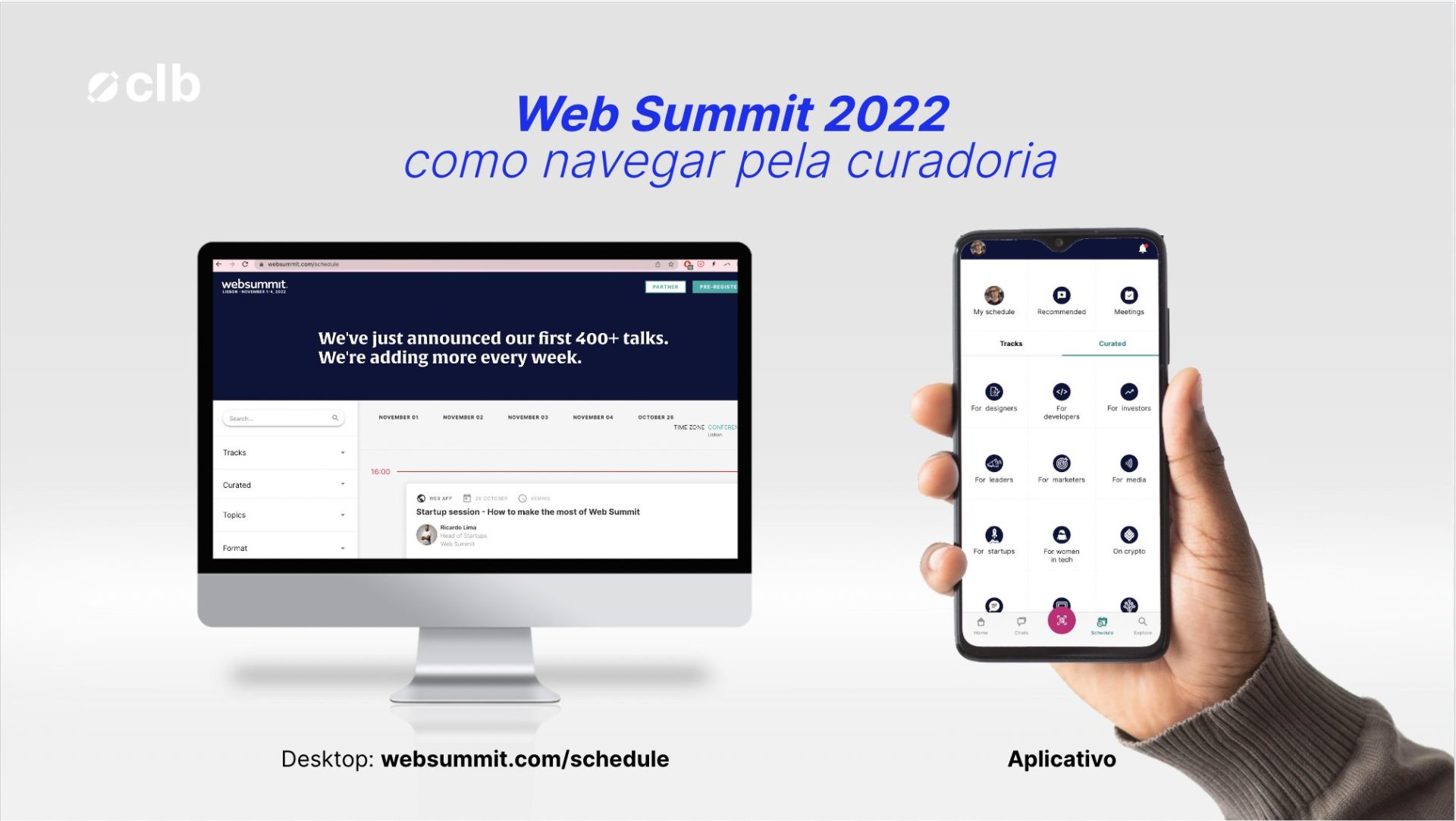 Web Summit, desktop e mobile