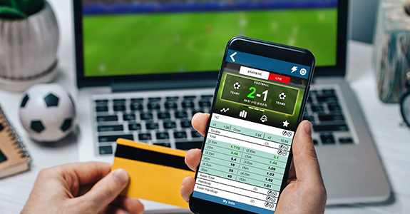 Smartphone Aplicativo Aposta Digital Conceito Publicidade Futebol
