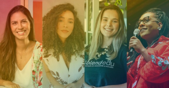 Da esquerda para a direita: Amanda Aragão, sócia da Mais Diversidade, Mariana Torres, CEO da Diversa Jobs, Thalita Gelenske, CEO da Blend_Edu e Raquel Virgínia, CEO da Inhaí (Crédito: Divulgação)