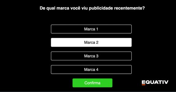 Exemplo de perguntas no estudo de Brand Lift Equativ 