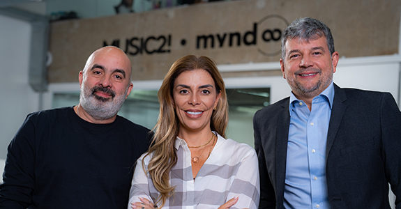 Carlos Scappini, sócio e COO, Fátima Pissara, fundadora e CEO, e José Cirilo, CMO da Mynd