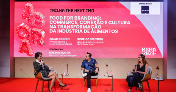 Líderes de marketing da Nestlé e da Unilever falaram no palco do Maximídia 2023 sobre as mudanças do setor de alimentos (Crédito: Eduardo Lopes/Imagem Paulista)