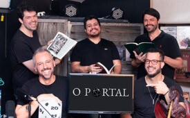 Marcelo Wendel, Peterson Rodrigues e Ricardo Wendel da D20 Culture, Léo Brazão e Edu Paraske da 16 01, produtores de O Portal (Crédito: Divulgação)