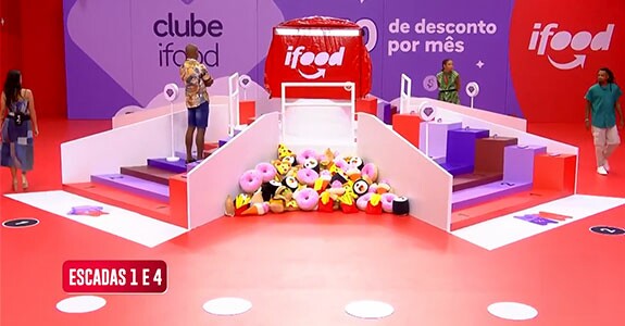 iFood usou a primeira Prova Bate e Volta do BBB 24 para divulgar as vantagens do Clube iFood (Crédito: Reprodução)