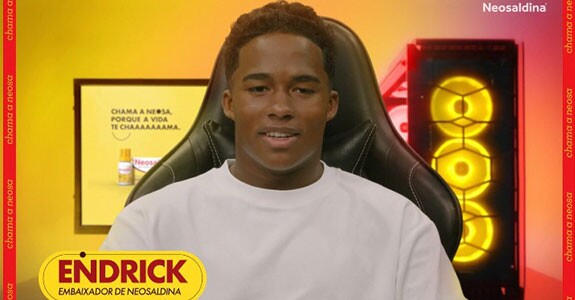 Endrick aparece pela primeira vez em campanha da Neosaldina (Crédito: Reprodução)