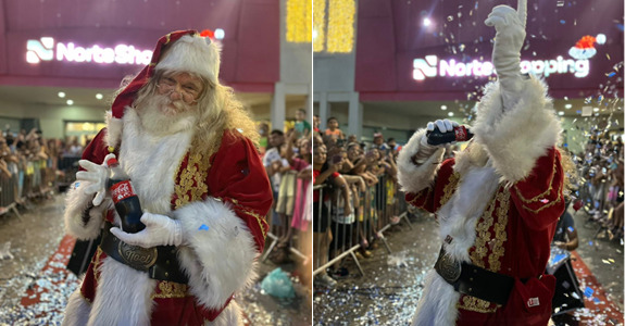 Papai Noel chegando no NorteShopping - Ação produzida em parceira com a Coca-Cola, marketing do NorteShopping e comercializada pela helloo.