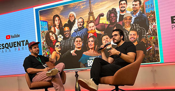 Gustavo Serra, Play9, e Tales Almeida, YouTube, falam sobre a cobertura olímpica no digital (Crédito: Valeria Contado)