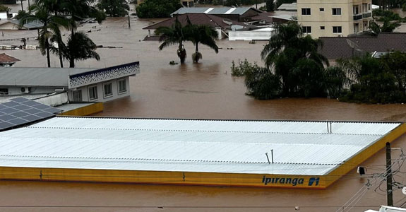 Enchente do Rio Taquari, no município de Muçum (RS), é a terceira de proporções catastróficas segundo a prefeitura (Crédito: Prefeitura de Muçum/Instagram)