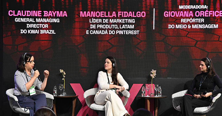 Claudine Bayma, Kwai Brasil, e Manoella Fidalgo, Pinterest, falam sobre as dinâmicas de consumo nas plataformas (Crédito: Eduardo Lopes/Imagem Paulista)
