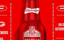 Garrafas colecionáveis da Budweiser homenageiam primeira partida da NFL no Brasil (Crédito: Divulgação)