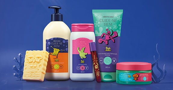 Linha Cuide-se Bem, de O Boticário, ganha produtos inspirados em Bob Esponja (Crédito: Divulgação)