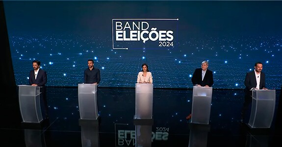 No primeiro debate da Band, em 08 de agosto, foram cinco os principais candidatos para prefeitura de São Paulo