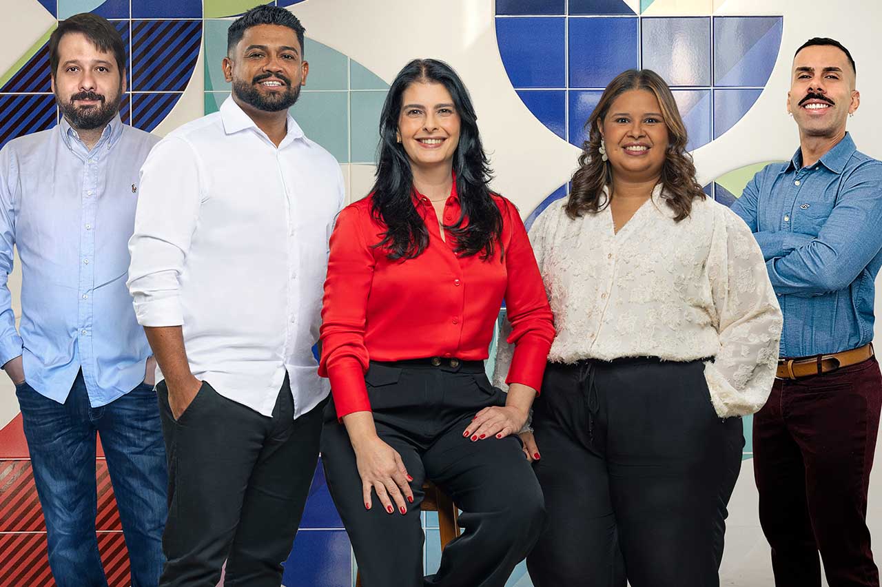 Diogo Bobsin, Ricardo Villela, Lina Aredes, Aline Advil e Vanberg (Créditos: Divulgação)