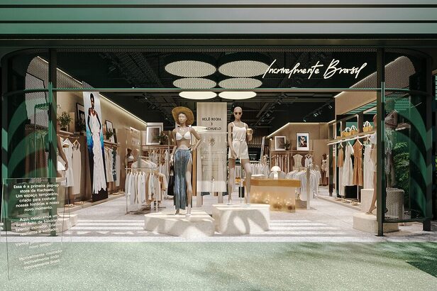 3D da fachada da pop-up store da Riachuelo