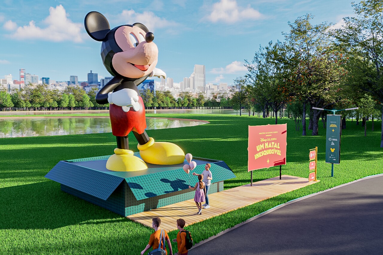 Disney cria escultura de 6,3 m² do Mickey em evento de Natal (Crédito: Divulgação)
