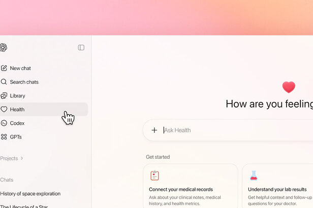 OpenAI lança ChatGPT Health, IA sobre saúde dentro do ChatGPT (Crédito: Divulgação)