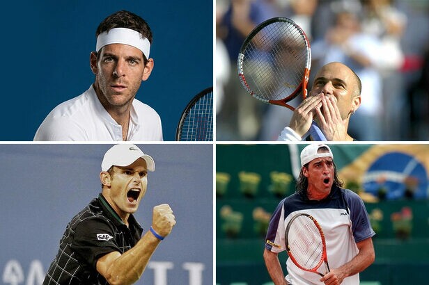Andre Agassi, Andy Roddick, Juan Martín del Potro e Fernando Meligeni