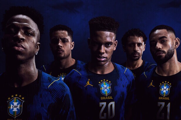 Camisa reserva da seleção brasileira marca a primeira parceria da Jordan Brand, Nike e CBF (Créditos: Divulgação/Jordan/Nike)