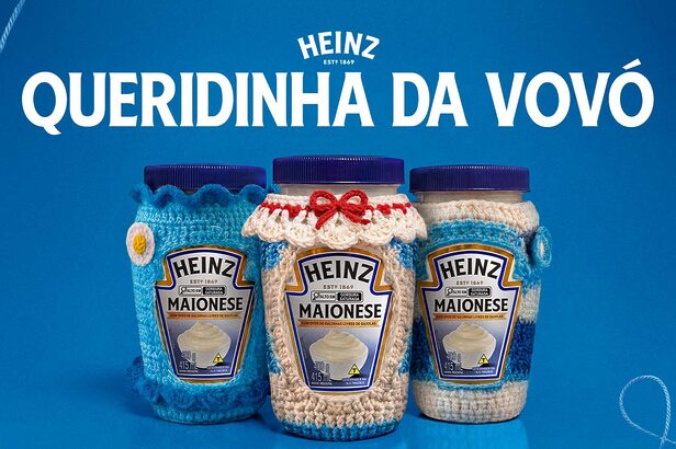 Heinz cria roupinhas para os potes de maionese (Crédito: Divulgação)