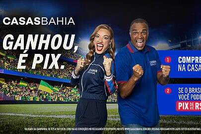 Casas Bahia promete Pix a cada vitória do Brasil na Copa