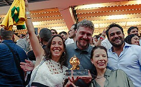 Cecilia Mondino (Heineken), Greg Kickow e Marina Pires (LePub) e Caio Rodrigues (Publicis Production)
