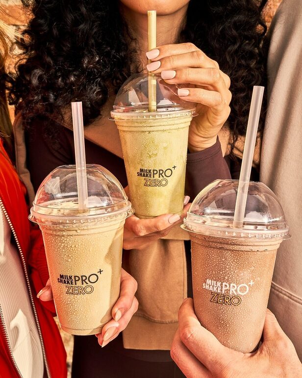 Milkshake Pro + Zero da Bacio di Latte, com 30g de proteína, em sabores variados e artesanais.
