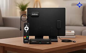 Kit da Intelbras custa R$ 684,90 e o telespectador somente precisará conectar o receptor à antena digital e à entrada HDMI da TV que dispõe para ter acesso à TV 3.0 (Crédito: Reprodução com uso de IA)