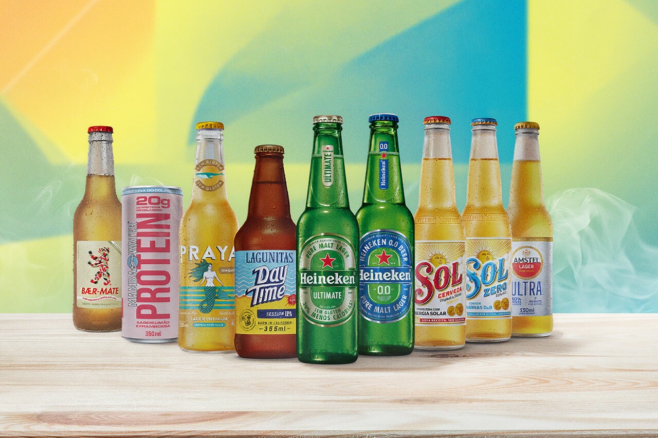 +Equilíbrio, plataforma do Grupo Heineken, com os rótulos sem álcool, sem glúten e funcionais (Créditos: Divulgação)
