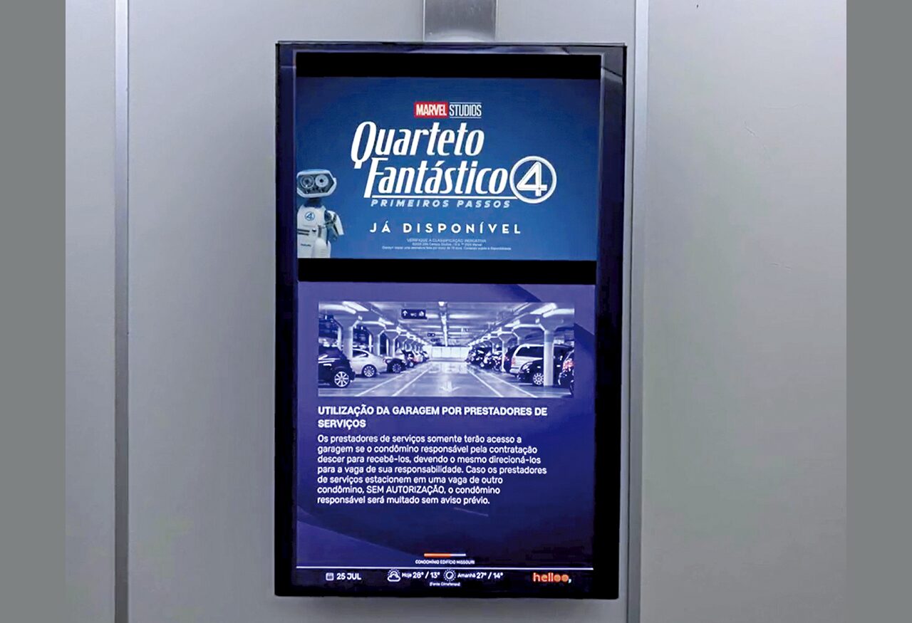 No lançamento de Quarteto Fantástico, Disney transformou a tecla do quarto andar de elevadores residenciais em uma experiência imersiva de marca