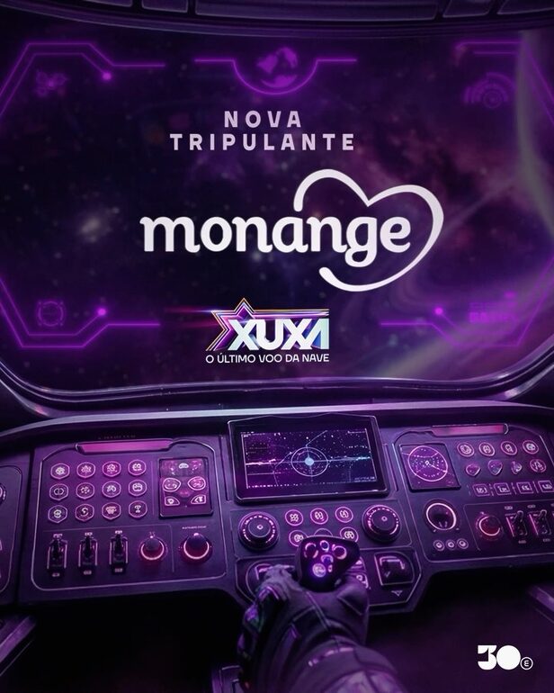 Xuxa em divulgação da Monange, marca patrocinadora da turnê de despedida 'O Último Voo da Nave'.