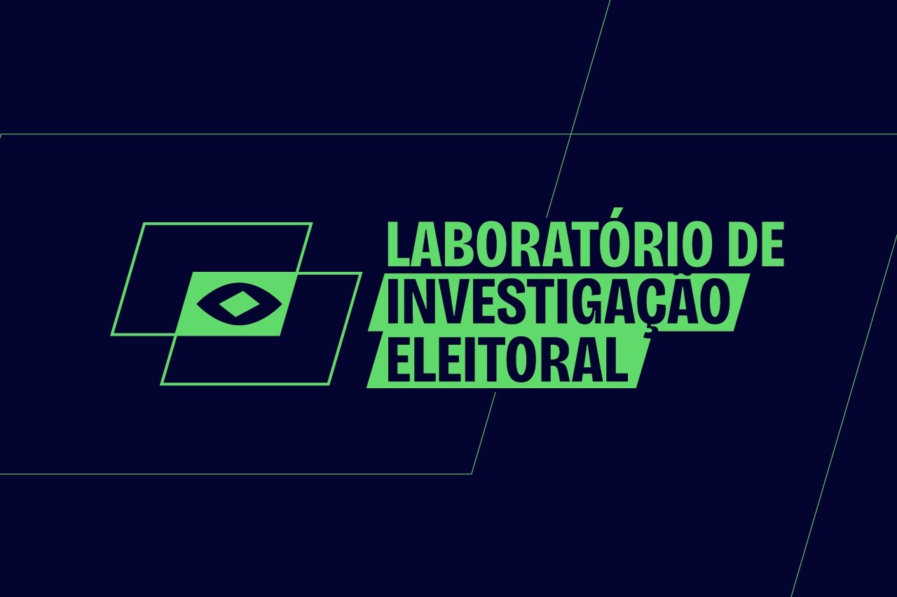 Marca visual do Laboratório de Investigação Eleitoral (LIE), com design geométrico verde e fundo escuro.