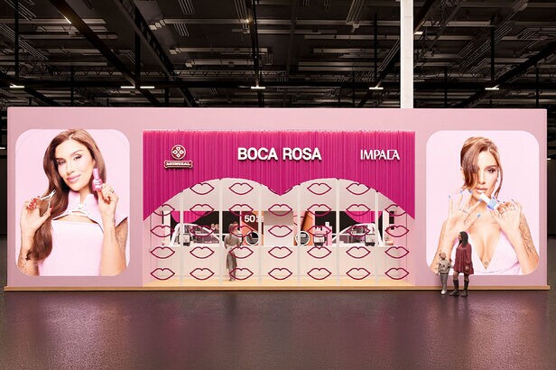 Espaço da Boca Rosa com a Impala e Mundial na Beauty Fair 2026 (Créditos: Divulgação/ ZAZ Produções)