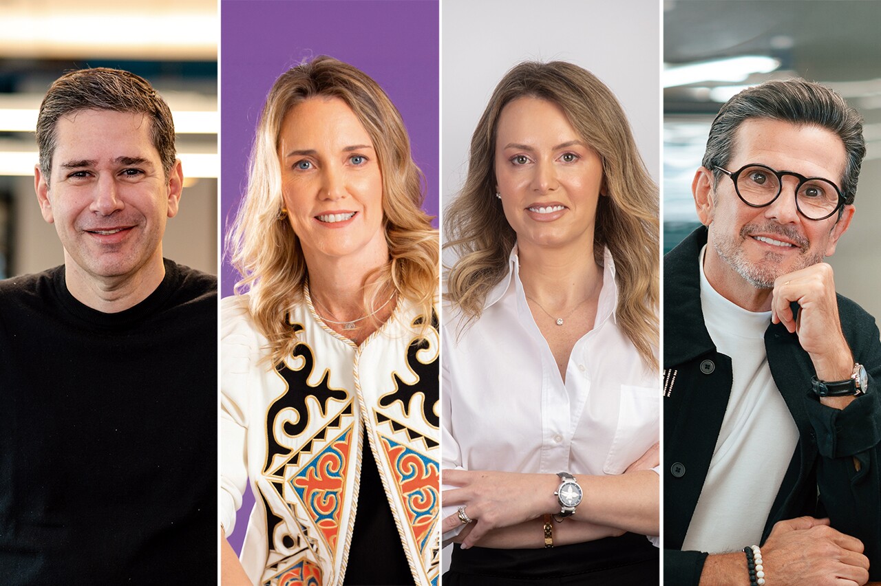 CEOs no Maximídia: Ariel Grunkraut, da Kraft Heinz; Claudia Woods, da BAT Latam South; Daniela Gontijo, da Louis Vuitton; e Mauricio Giamellaro, da Heineken (Crédito: Divulgação)