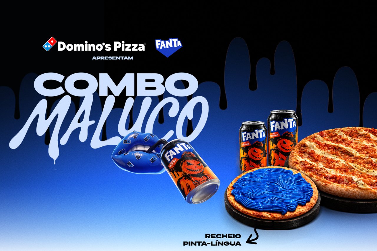 Domino's aposta em Halloween com Pizza Maluca que pinta a língua de azul