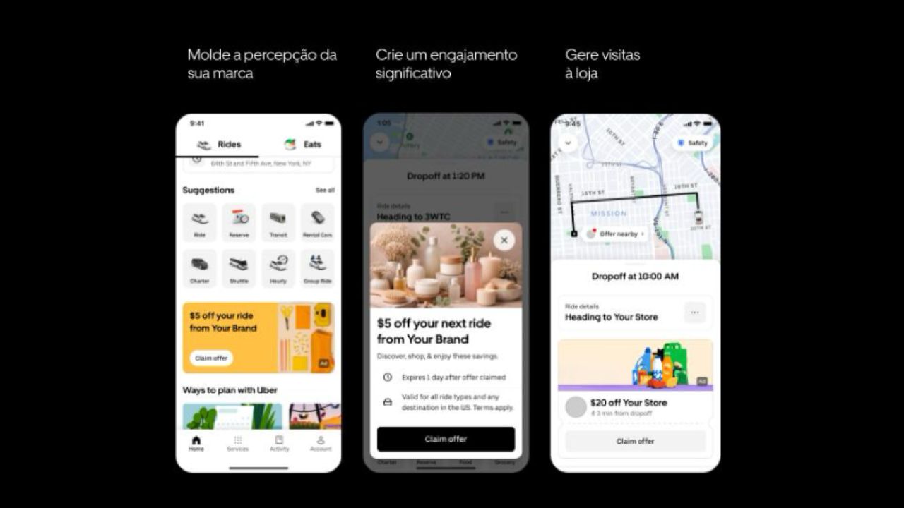 Uber atrela anúncios ao destino dos passageiros